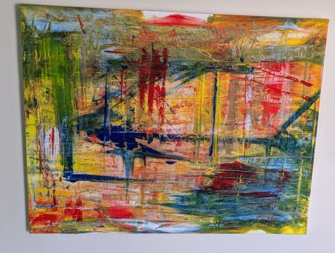 Peinture acrylique sur toile "abstraite" signé 