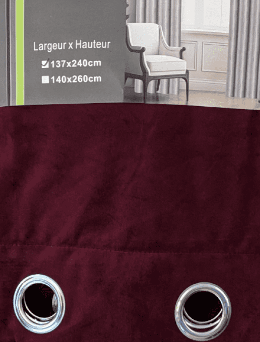 Rideau occultant aspect velours137x240 cm Bordeaux