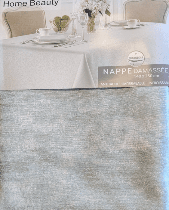 Nappe Damassé 140 x 250 cm gris claire