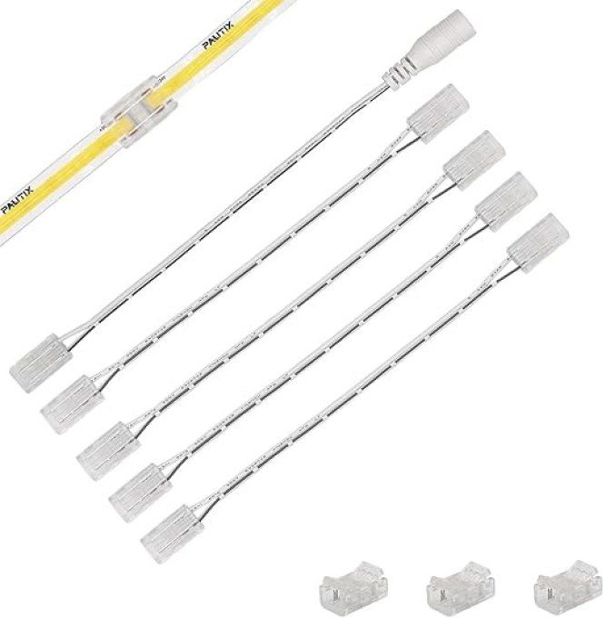 PAUTIX 5 Pack 8mm 3 Pin Connecteur LED Kit pour Ruban LED