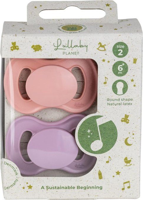 Lullaby Planet Lot de 2 tétines rondes en latex sans BPA