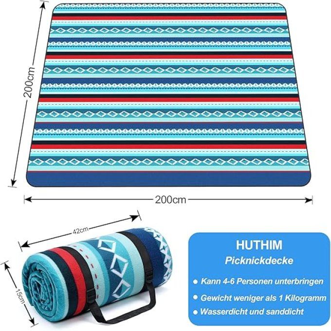 Couverture de Pique Nique, Tapis De Plage 200×200cm