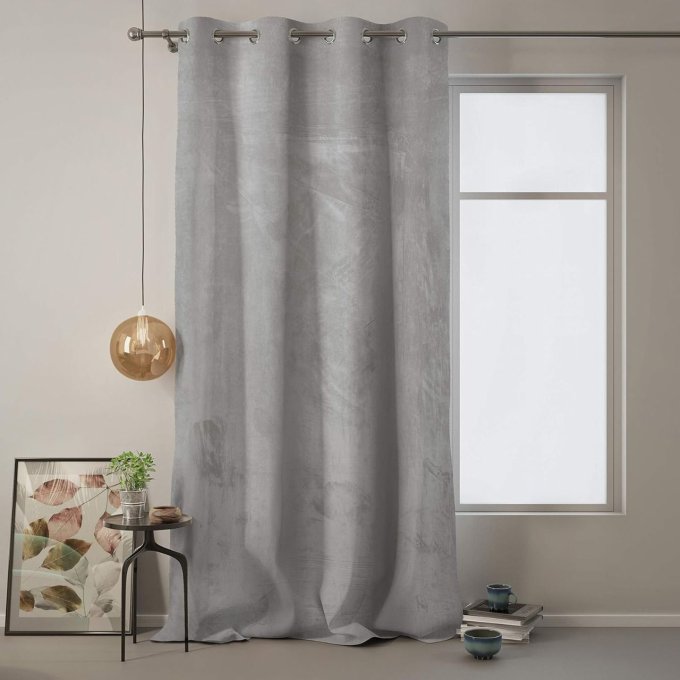 Rideau occultant aspect velours 140x240 cm Gris