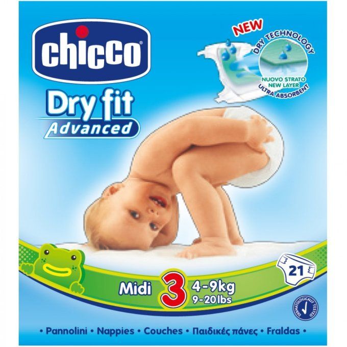 Couche Chicco Dry Fit Midi taille 3 (4-9 kg) 21 pcs