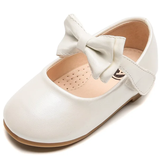 DADAWEN Ballerines Mary Jane pour filles. couleur crème satiné.