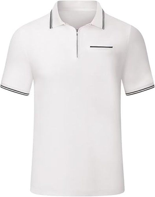 AlvaQ Polo de golf  homme - Fermeture éclair - Manches contrastées