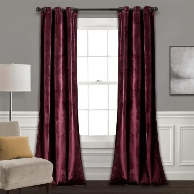 Rideau occultant aspect velours137x240 cm Bordeaux