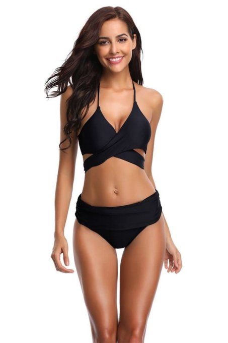 SHEKINI Bikini Rembourré Maillot de Bain Push Up Halter Maillot 2 pièces