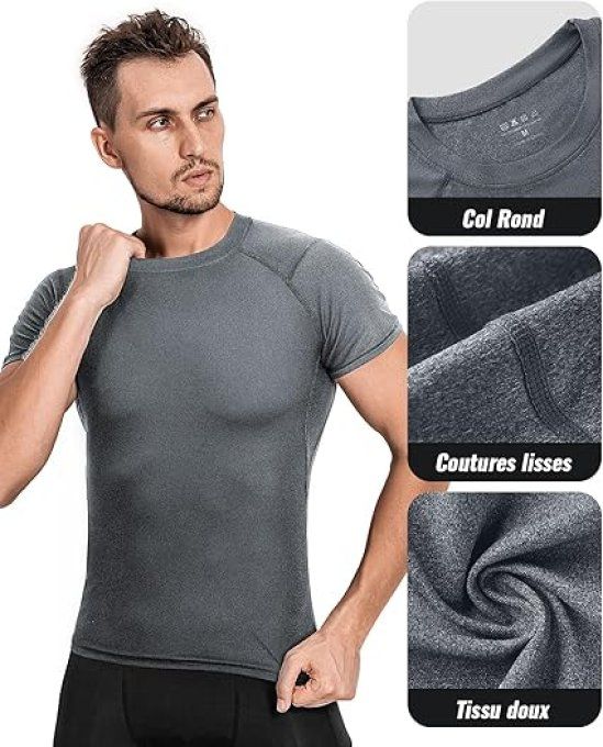 Niksa Tee Shirt Compression Homme Manches Courtes .